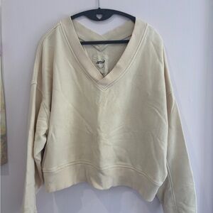 Aerie Cream House Party V-Neck Top